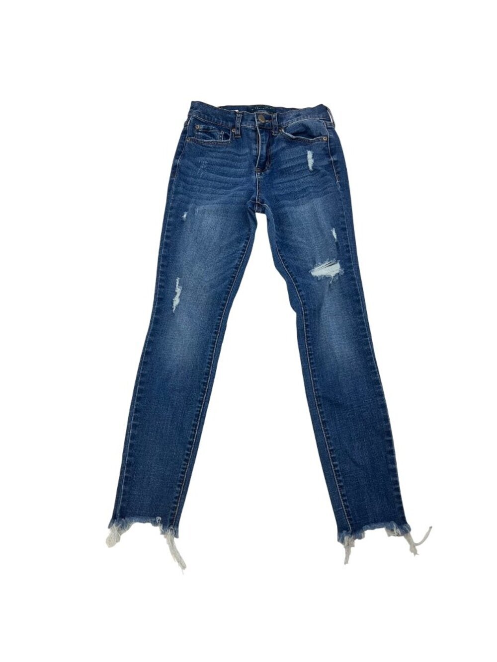 Aeropostale Womens Skinny Jeans Distressed Raw Cuff Blue Size 0